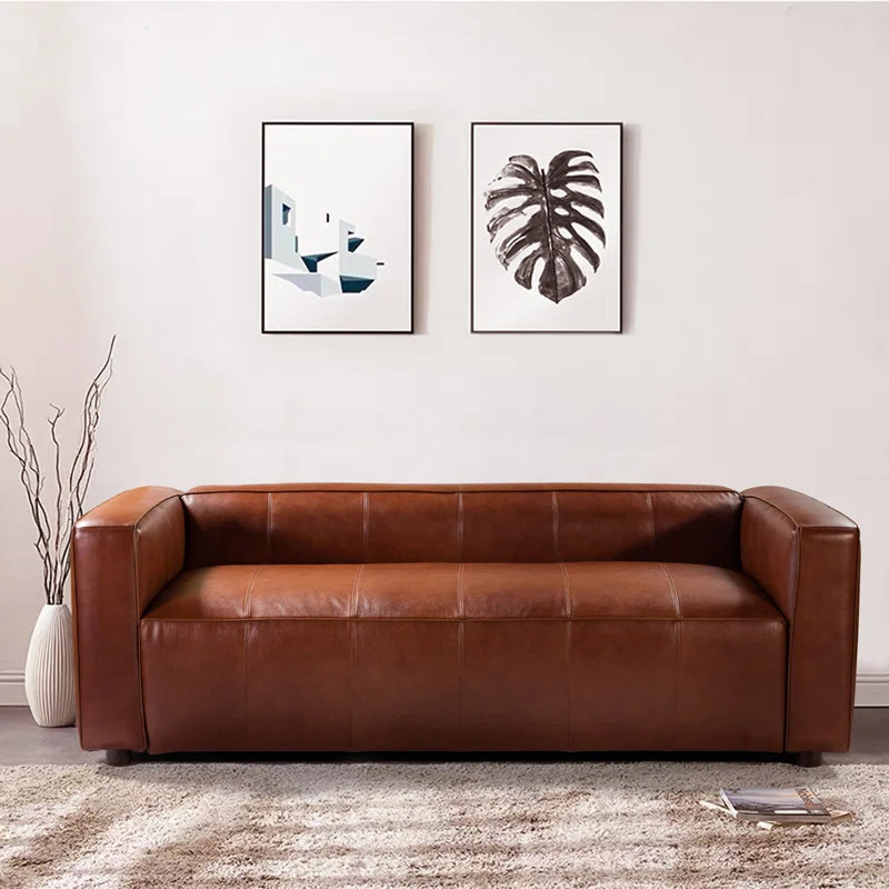 Suzy 80'' Genuine Leather Tuxedo Arm Sofa | Wayfair North America
