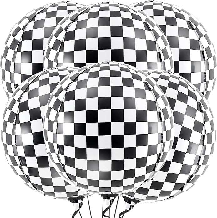 KatchOn, Black and White Checkered Balloons - 22 Inch, Pack of 6 | Race Car Balloons for Race Car... | Amazon (US)