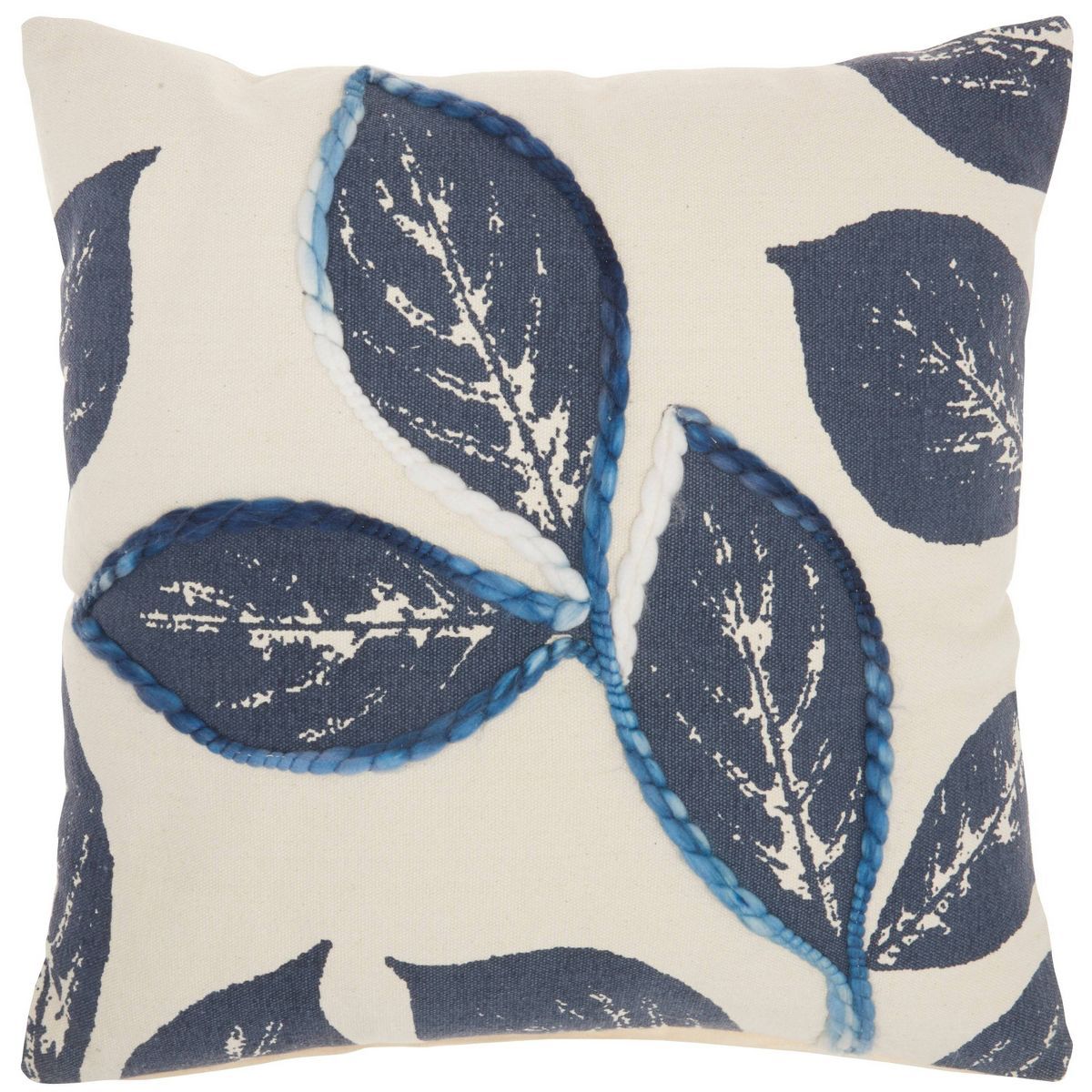20"x20" Oversize Embroidered Leaves Square Throw Pillow - Mina Victory | Target