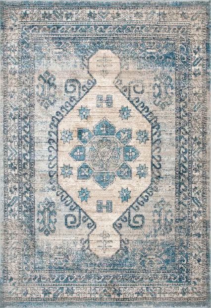 Blue Bounded Blossom 4' x 6' Area Rug | Rugs USA