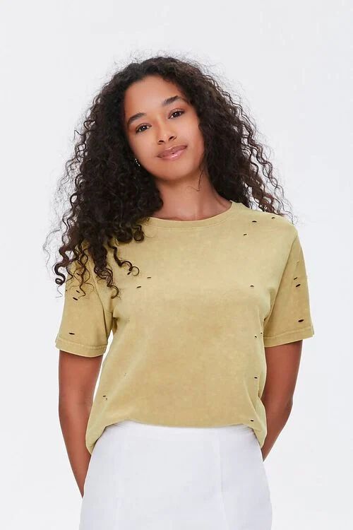 Distressed Mineral Wash Tee | Forever 21 (US)