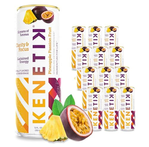 KENETIK Nootropic Ketone Drink, Ketones for Energy & Focus, Caffeine & Sugar Free, High Performance D-BHB Ketone Mix, Fuel w/Zero Crash or Jitters, Ready to Drink - Pineapple Passionfruit 12 Pk | Amazon (US)