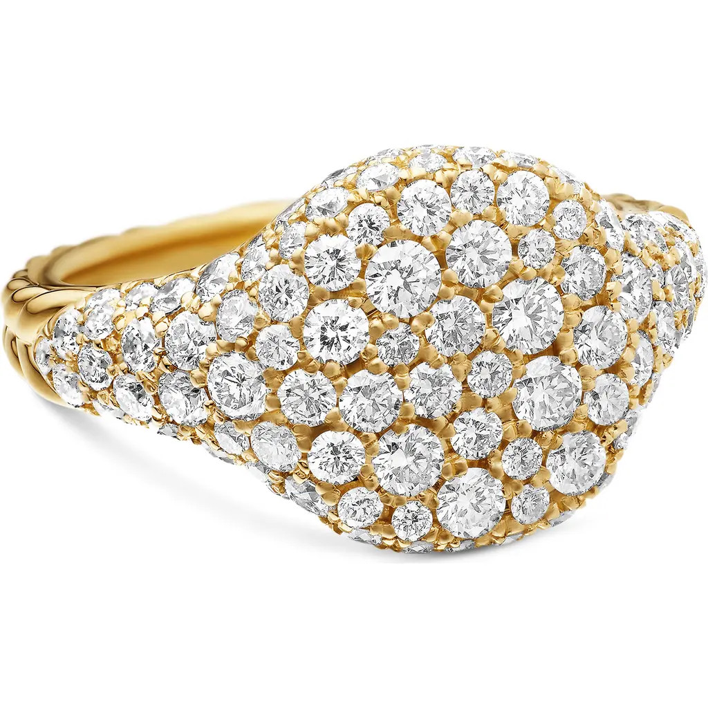 David Yurman Mini Chevron Pinky Ring in 18K Gold with Pavé Diamonds in Diamond/Gold at Nordstrom, Size 6 | Nordstrom