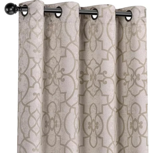 Kate Aurora Living 2 Pack Reversible Geometric Room Darkening Grommet Curtains | Target