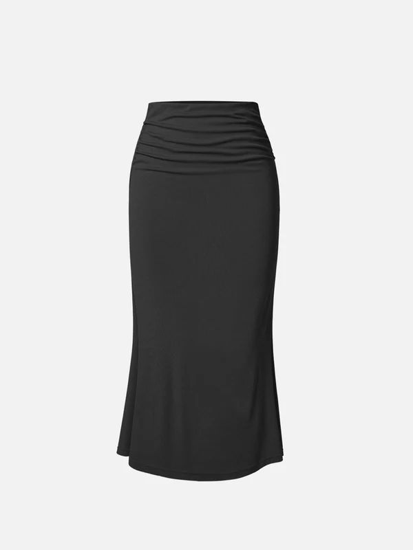 Eco-SkinKiss® Ruched Side Mermaid Maxi Skirt - Black | OGL