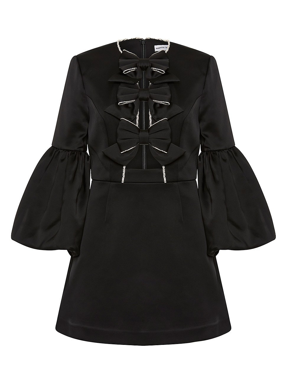 Women's Augustine Puff-Sleeve Bow Minidress - Black - Size 0 | Saks Fifth Avenue