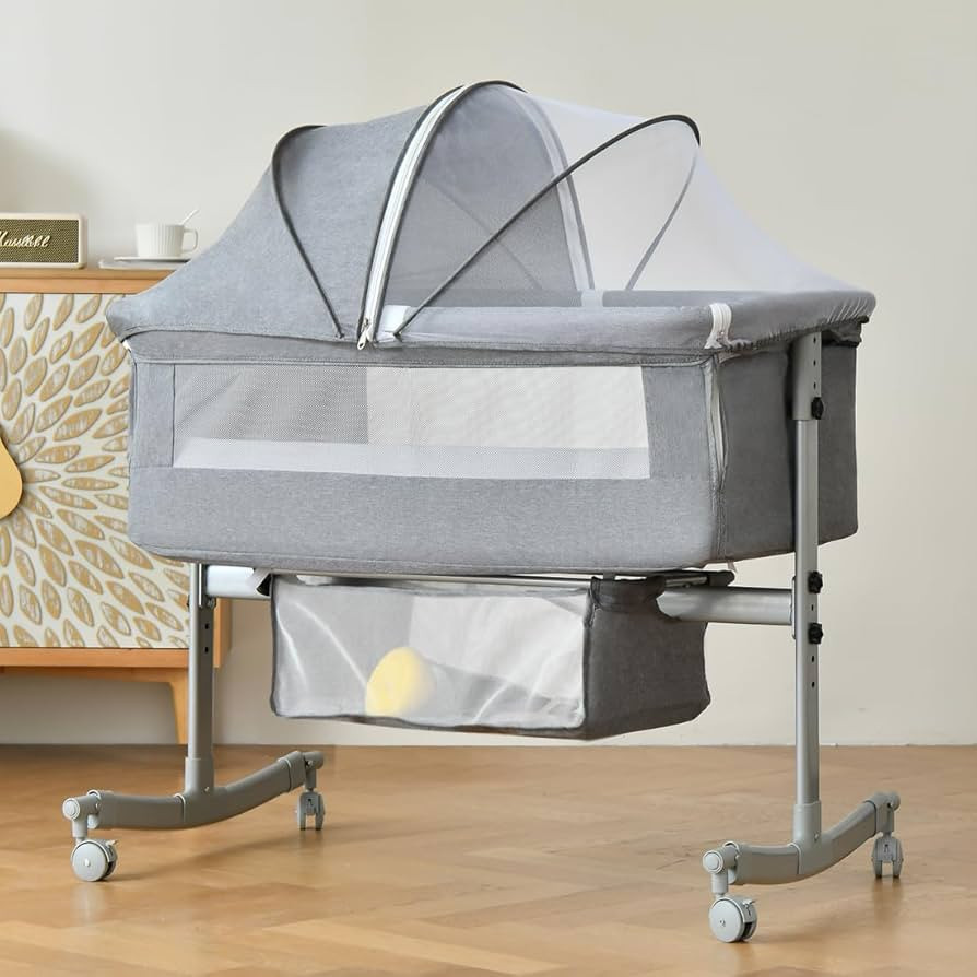 Bedside Crib for Baby, 3 in 1 Bassinet with Large Curvature Cradle, Bedside Sleeper Adjustable an... | Amazon (US)