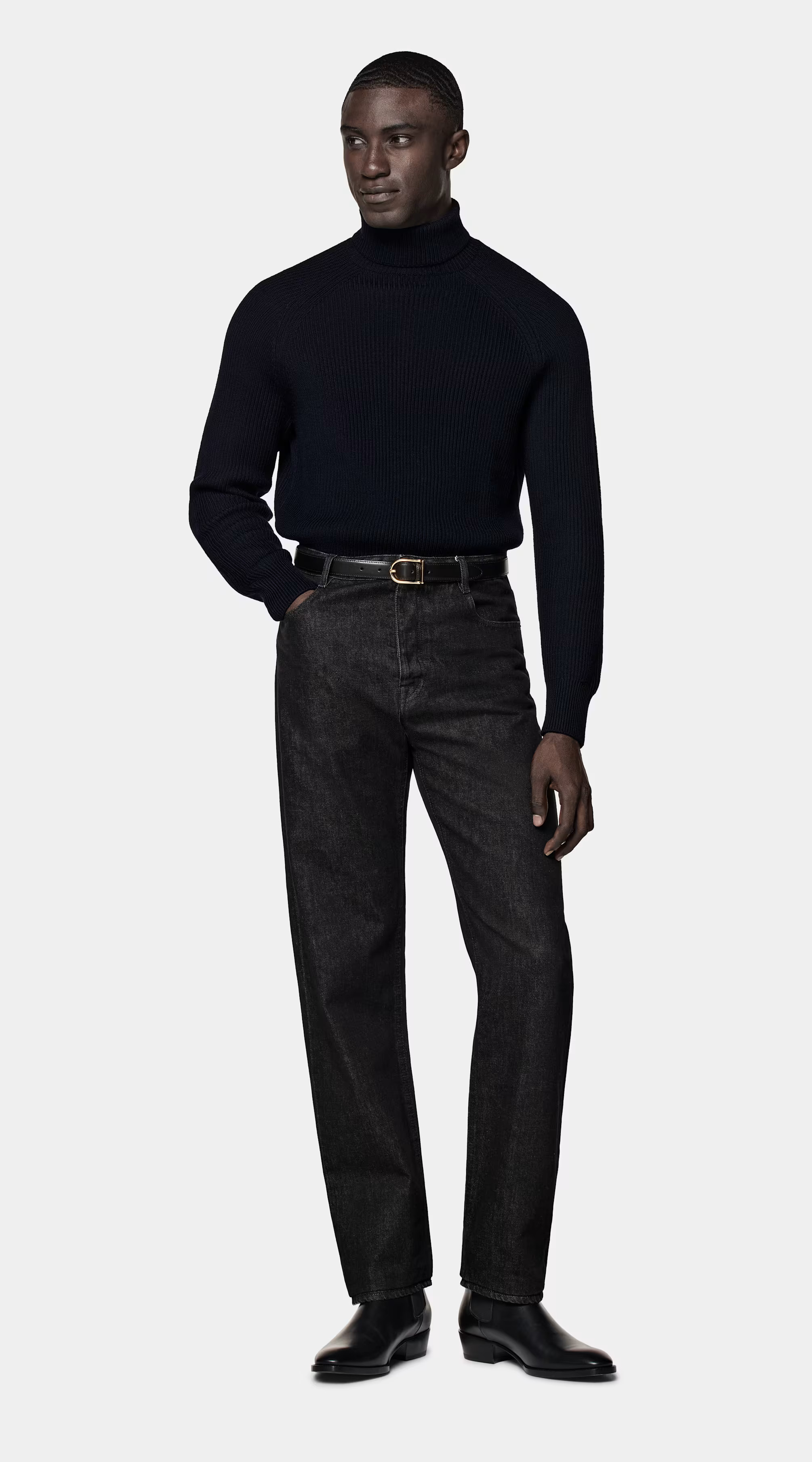 Navy Merino Ribbed Turtleneck | Suitsupply (US)
