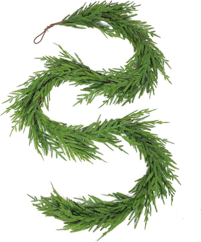 WBHome 9ft Real Touch Norfolk Pine Christmas Garland, Winter Greenery Garland for Christmas, Holi... | Amazon (US)