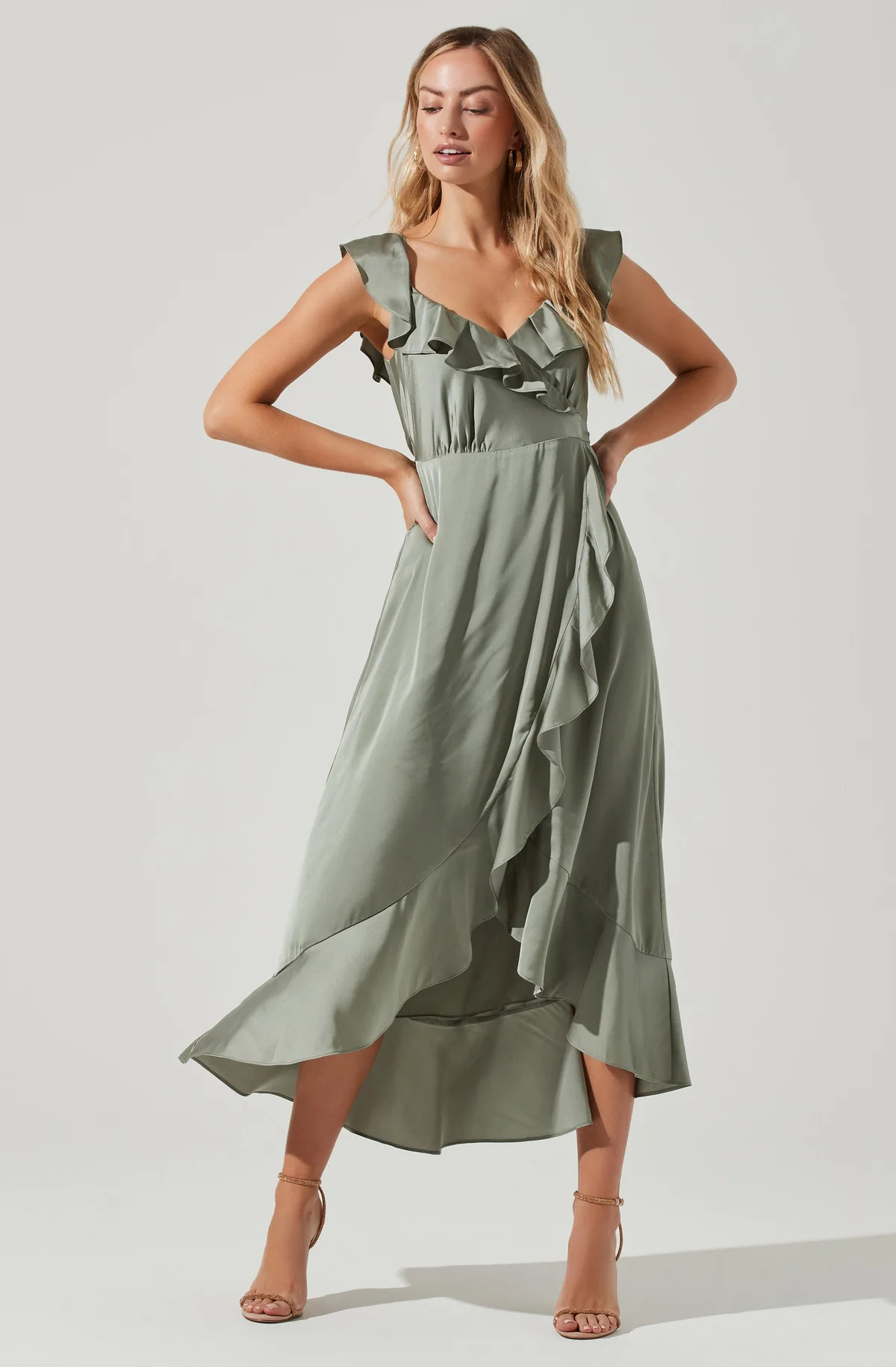 Wilshire Ruffle Open Back Midi Dress | ASTR The Label (US)