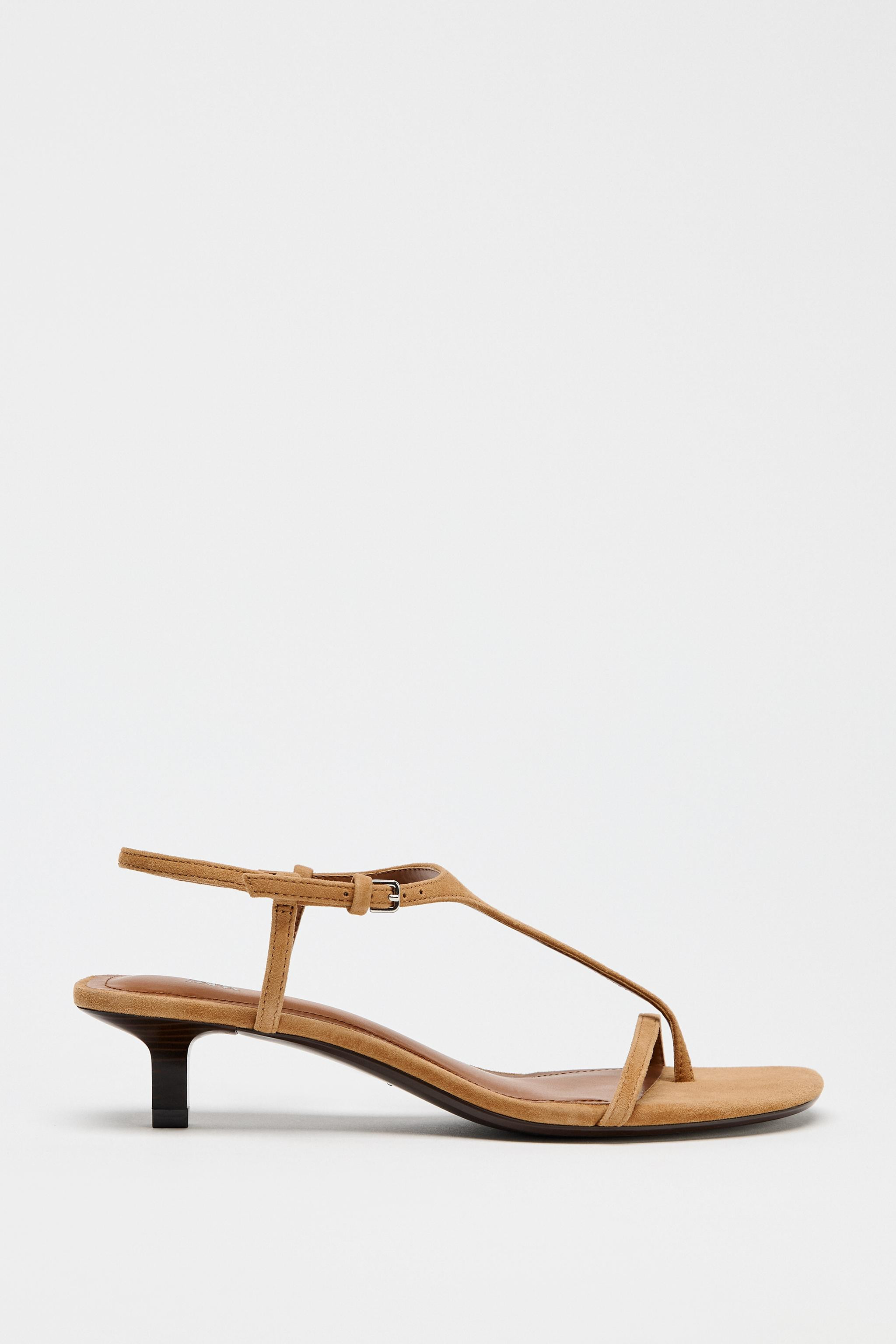 SUEDE KITTEN HEEL SANDALS | Zara Canada