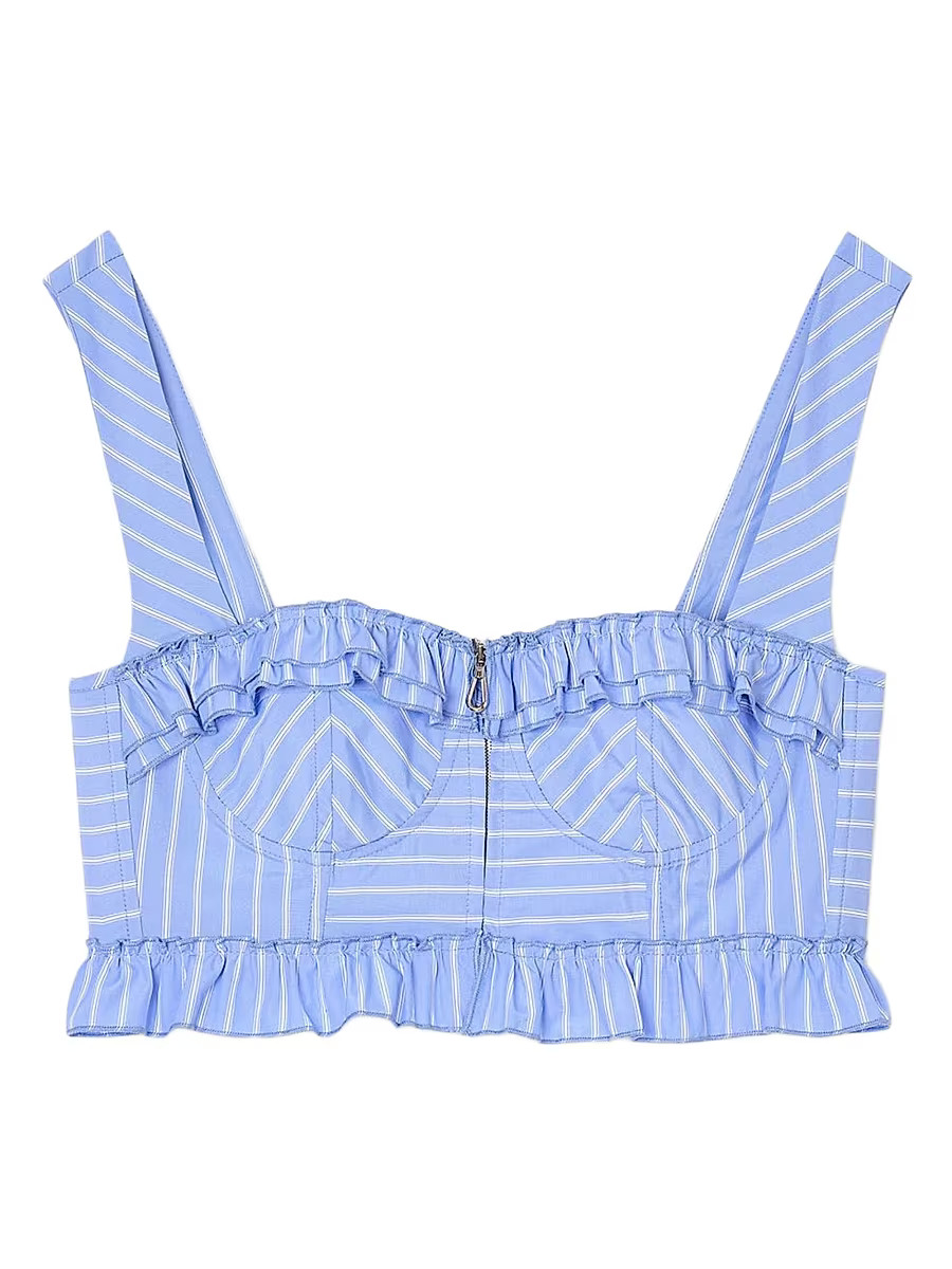 Women's Striped Crop Top - Blu White - Size Small | Saks Fifth Avenue