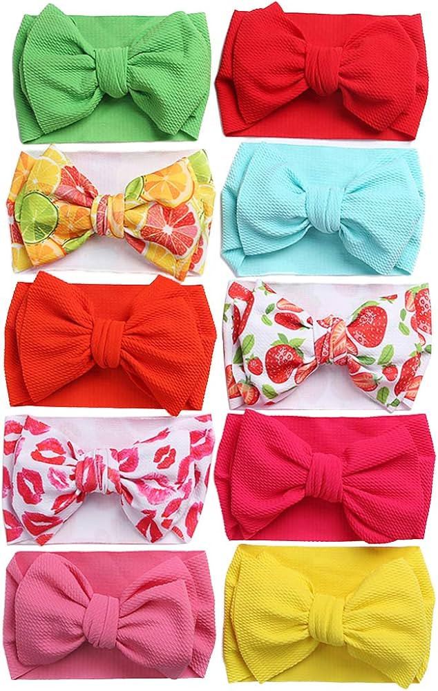 KIDOCHEESE Big Bows Baby Girl Headbands with Bows Elastics Nylon Hairbands Oversized Head Wraps L... | Amazon (US)