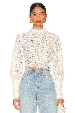Bardot Georgia Lace Top in Oyster from Revolve.com | Revolve Clothing (Global)