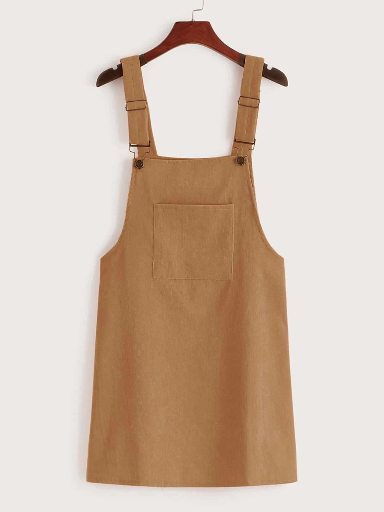 Pocket Front Corduroy Overall Dress | SHEIN