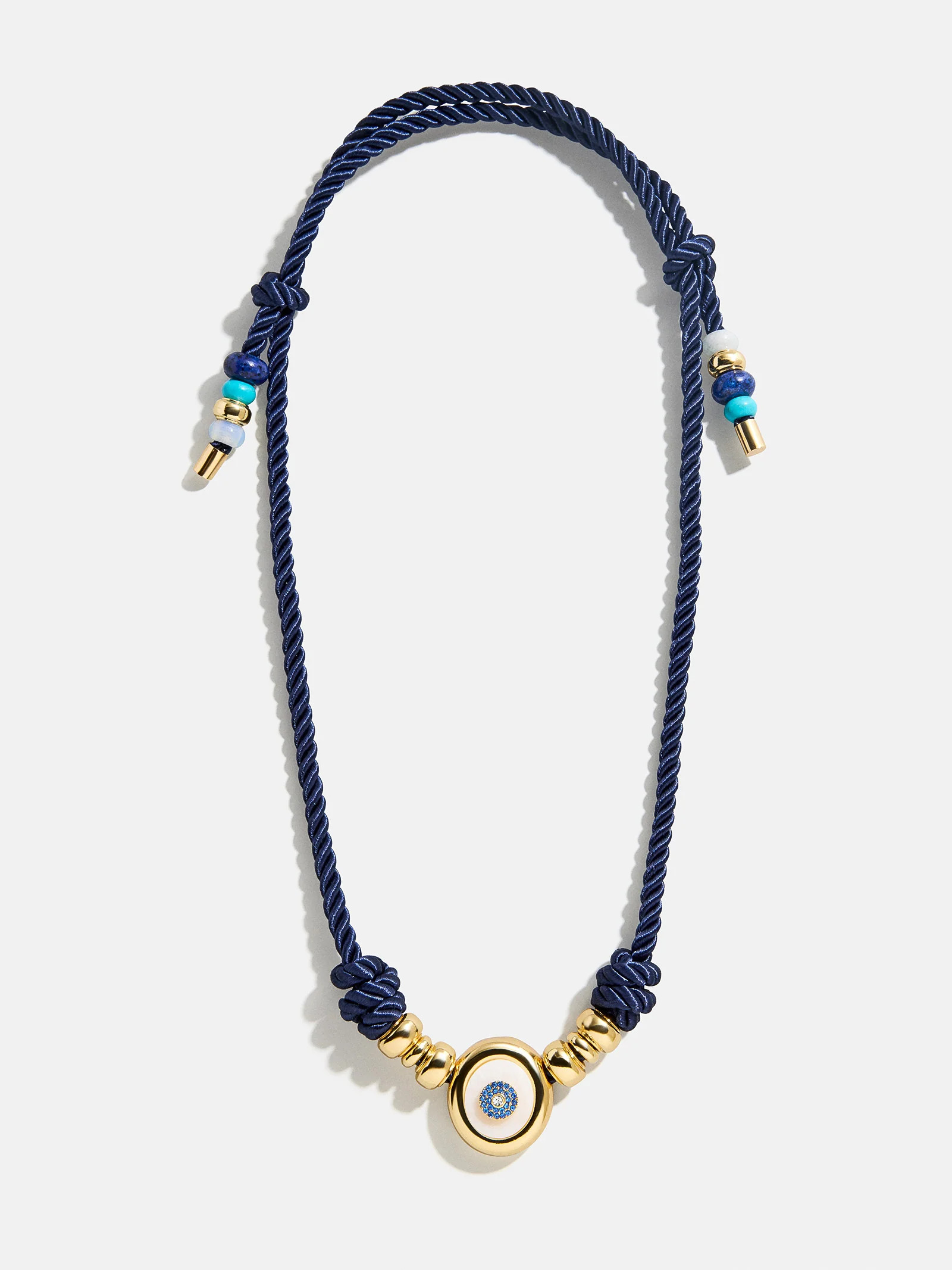Eye Candy Evil Eye Cord Necklace - Gold/Blue | BaubleBar