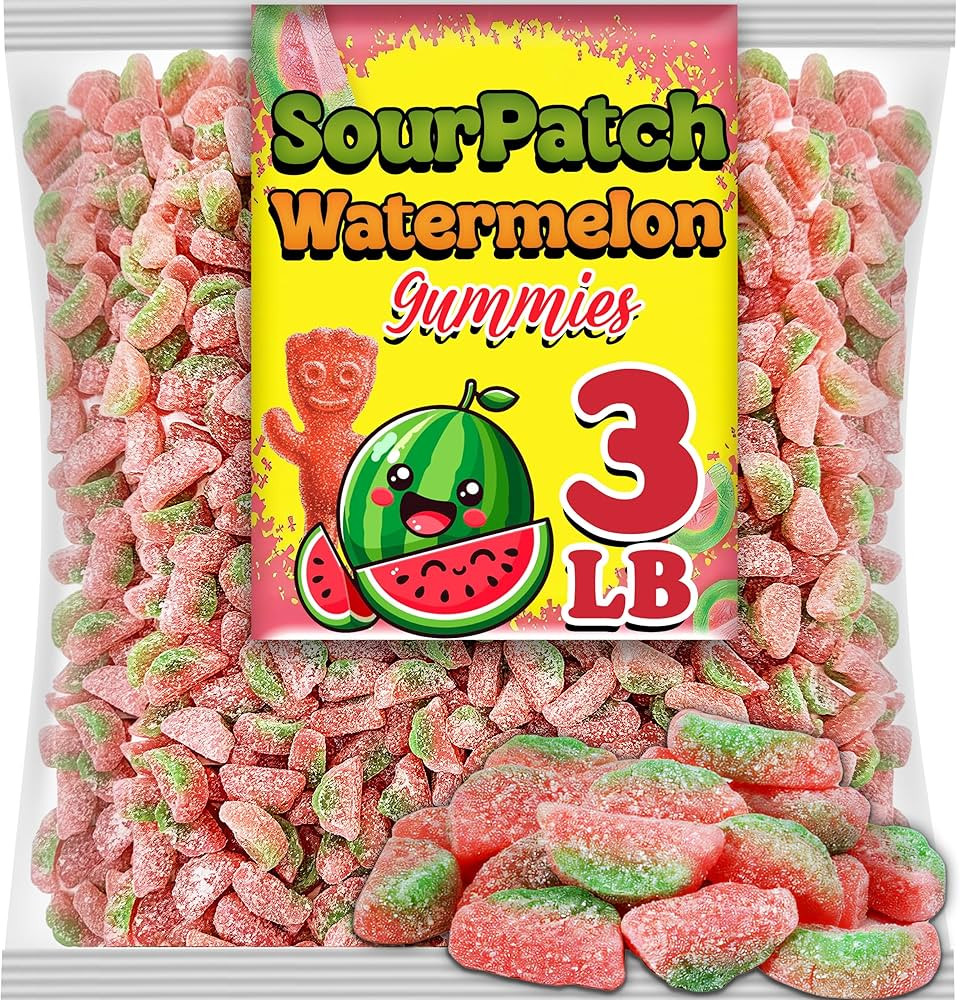 SourPatch Watermelon Soft & Chewy Candy, 3 Lbs Bulk Candy, Pink and Green Watermelon Slice Shaped... | Amazon (US)