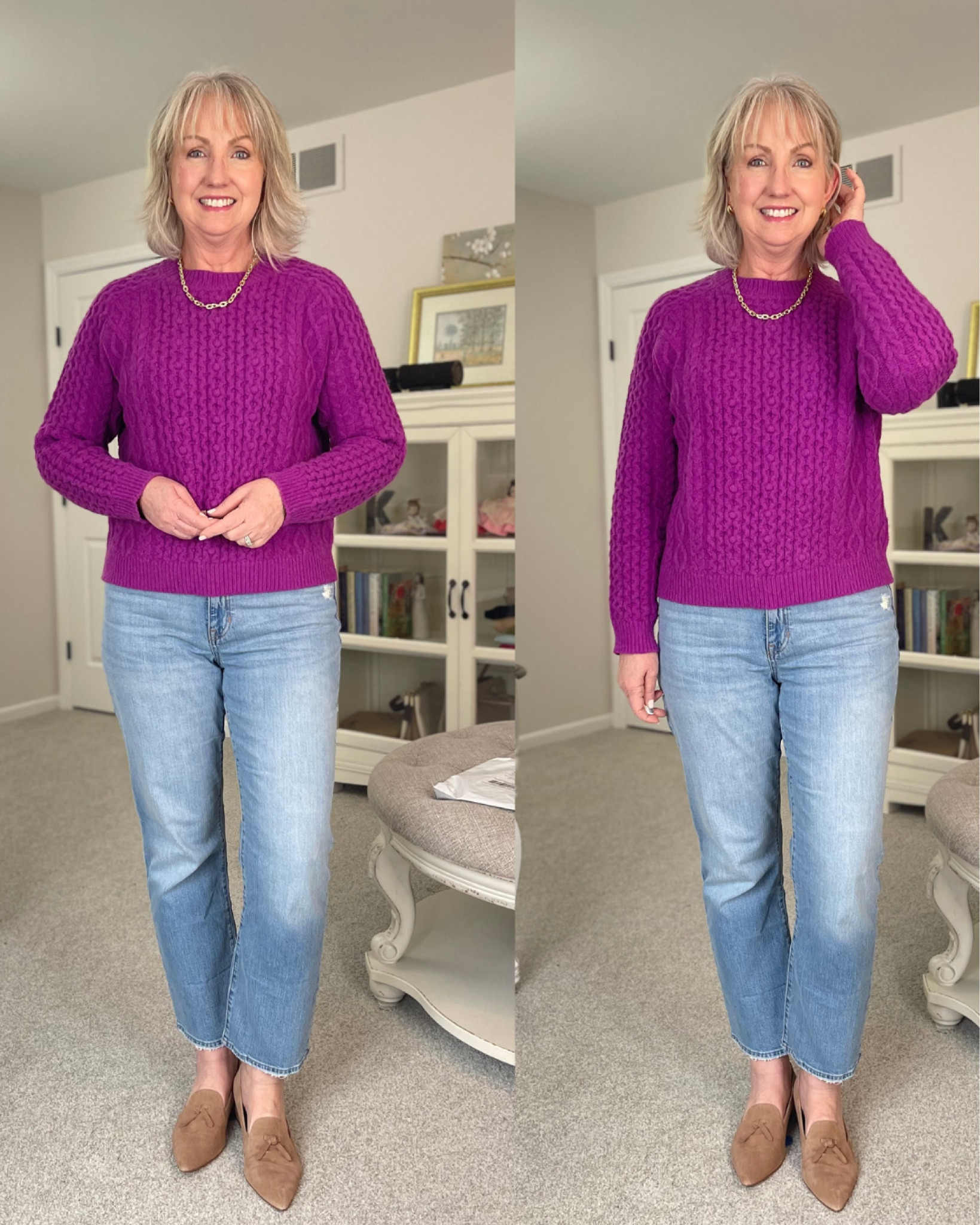 This cable stitched sweater will be the perfect transition piece for the spring! 

#LTKSeasonal #LTKFind #LTKstyletip