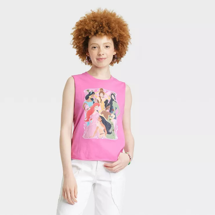 Women's Disney Princess Graphic Tank Top - Pink | Target