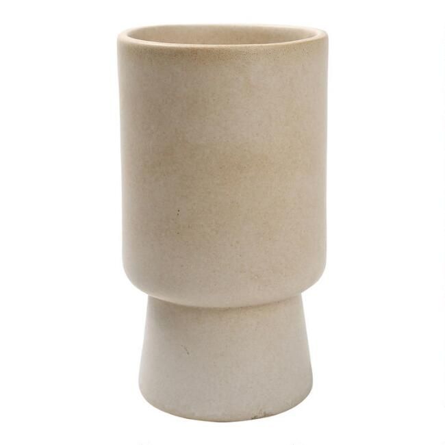 Ivory Reactive Glaze Pedestal Vase | World Market