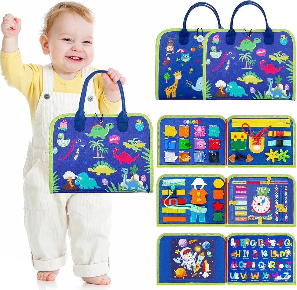 HONGTEYA Busy Board Montessori Toys for 1 2 3 4 Year Old Boys Bithday Gift, Sensory Toys Busy Boo... | Amazon (US)