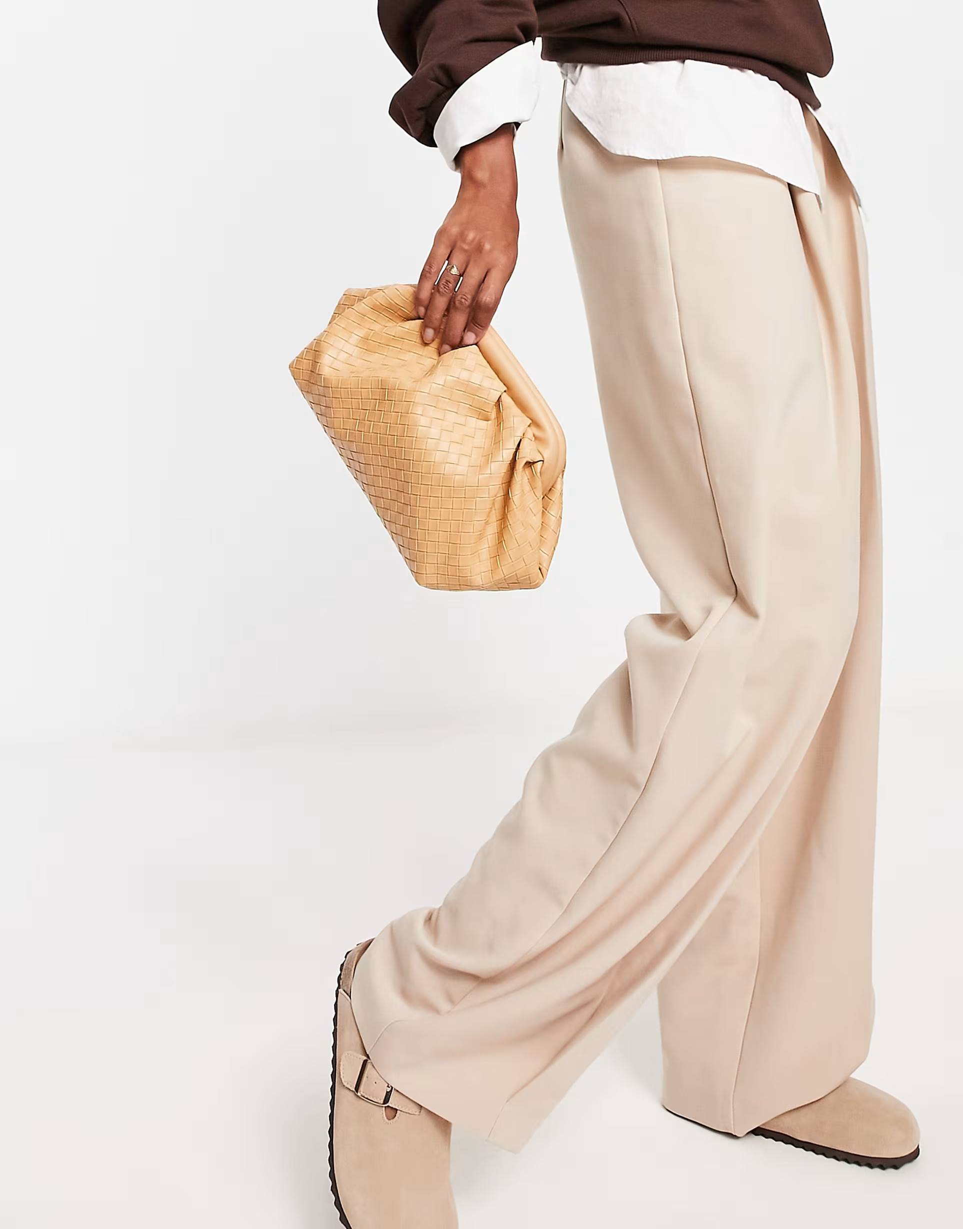 Glamorous woven clutch bag in beige | ASOS (Global)