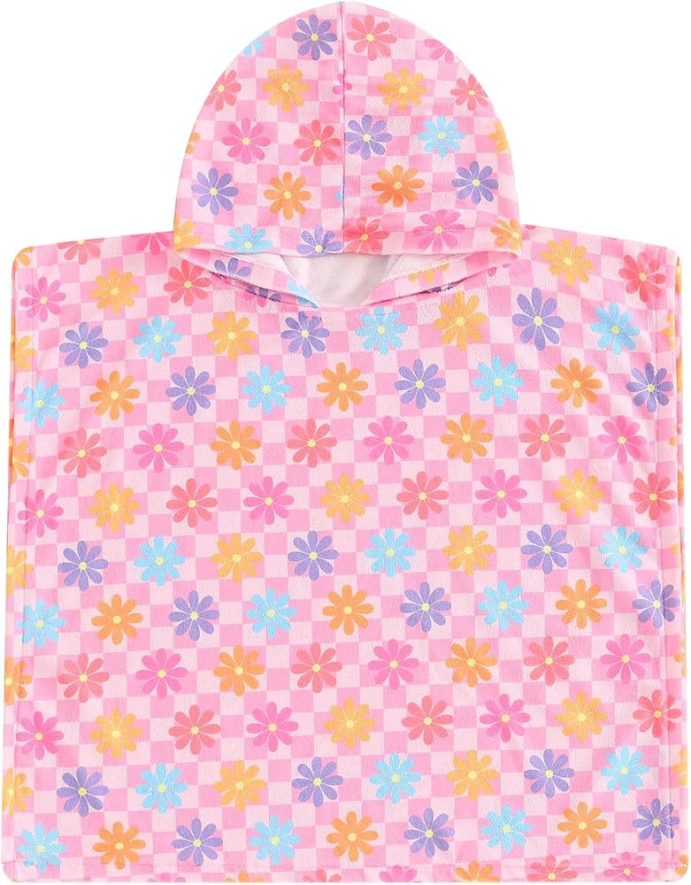 Kids Hooded Beach Towel Swimsuit for Baby Girls Floral Print Swim Cover Up Absorbent Poncho Bath ... | Amazon (US)