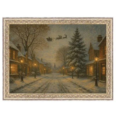 Petal Lane 16"x12" Flying Santa Sleigh Fancy Gold Wall Art | Target