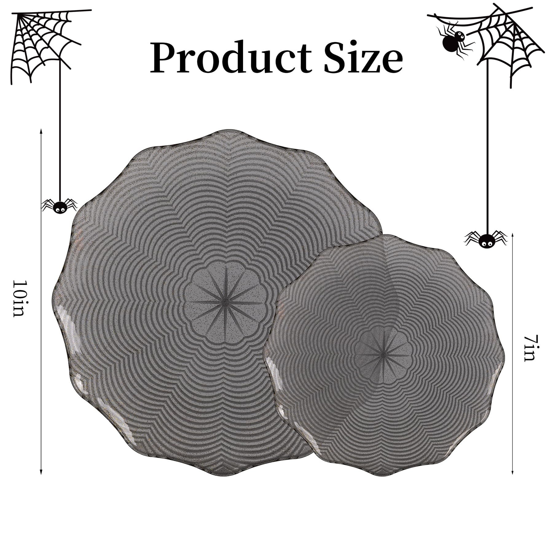 60PCS Halloween Spider Web Plates, Black with Gold Glitter Plastic Disposable Plate Sets Include ... | Amazon (US)