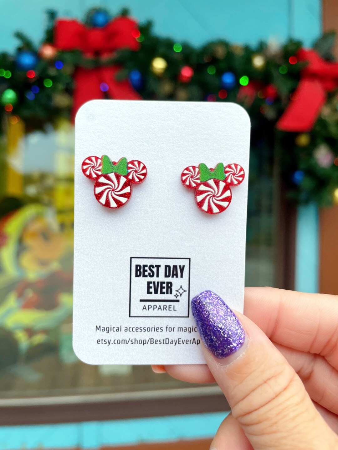 Mickey Peppermint Earrings Kawaii Disney Accessories - Etsy Canada | Etsy (CAD)