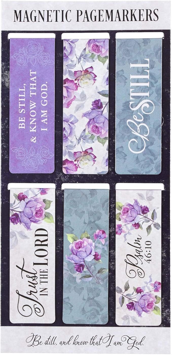 Christian Art Gifts Set of 6 Be Still and Know - Psalm 46:10 Purple Roses Inspirational Magnetic ... | Amazon (US)