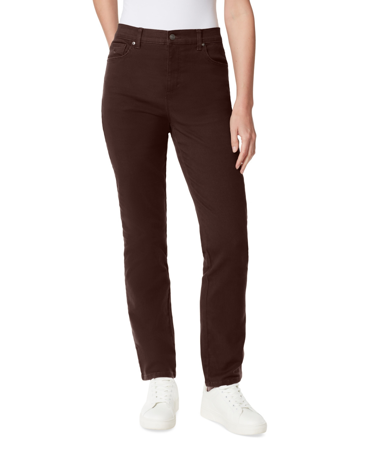 Gloria Vanderbilt Women's Amanda Colored Twill Straight-Leg Jeans,in Regular, Short & Long - Coffee Roast | Macy's