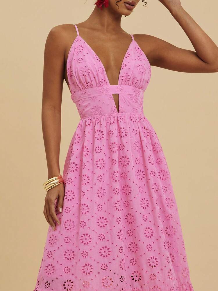 Travachic Holiday Casual Halter V-Neck Backless Light Dress,Summer Dresses For Women,Pastel Dresses For Women | SHEIN