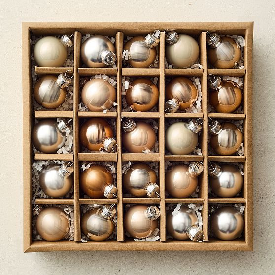 Glass Ball Ornament Champagne Set of 25 | West Elm (US)