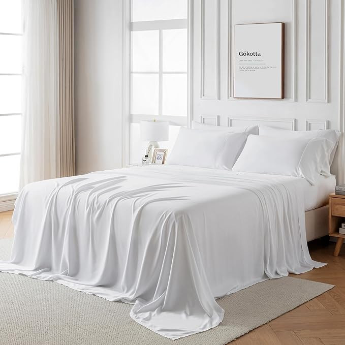 GOKOTTA 6-Pcs King Size Sheets Set, 100% Rayon Derived from Bamboo, 18"-24" Extra Deep Pocket Kin... | Amazon (US)