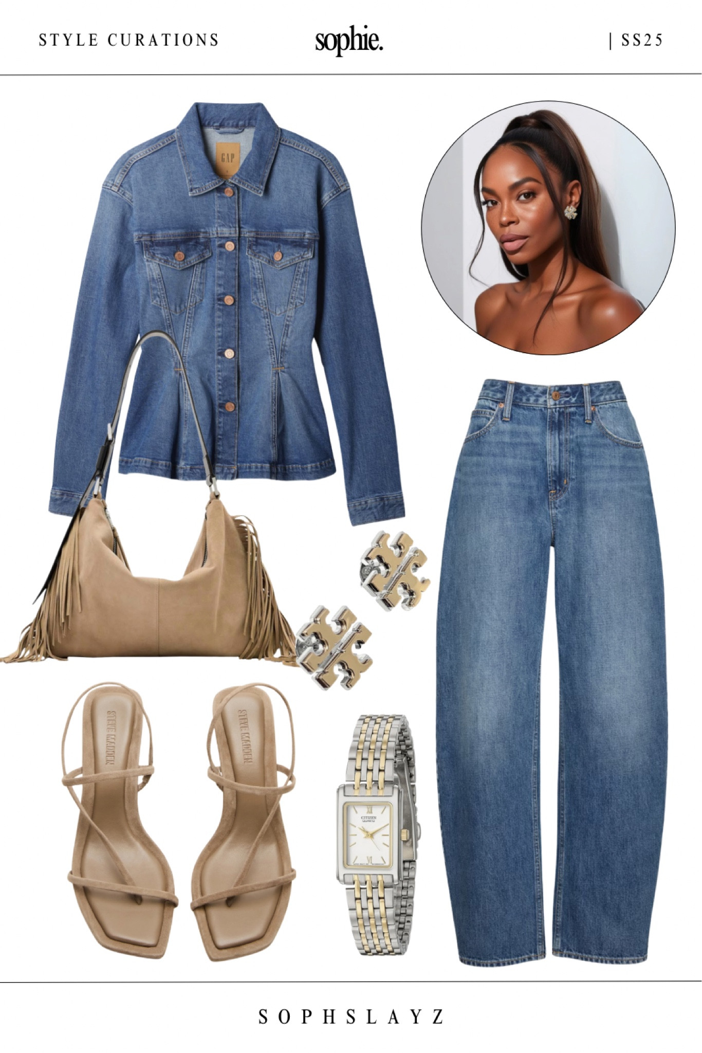 A wardrobe staple that can be easily elevated is a denim on denim look. I love this peplum denim jacket paired with barrel jeans for a modern take on a timeless look. The fringe suede bag and tan strappy heeled sandals compliment this look. 

#LTKStyleTip
