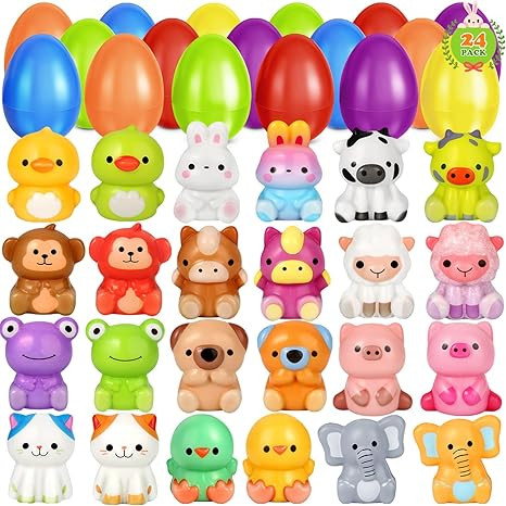 OCHIDO 24 Pack Easter Eggs Filled with Animal Squeeze Toys, Easter Basket Stuffers for Kids, East... | Amazon (US)