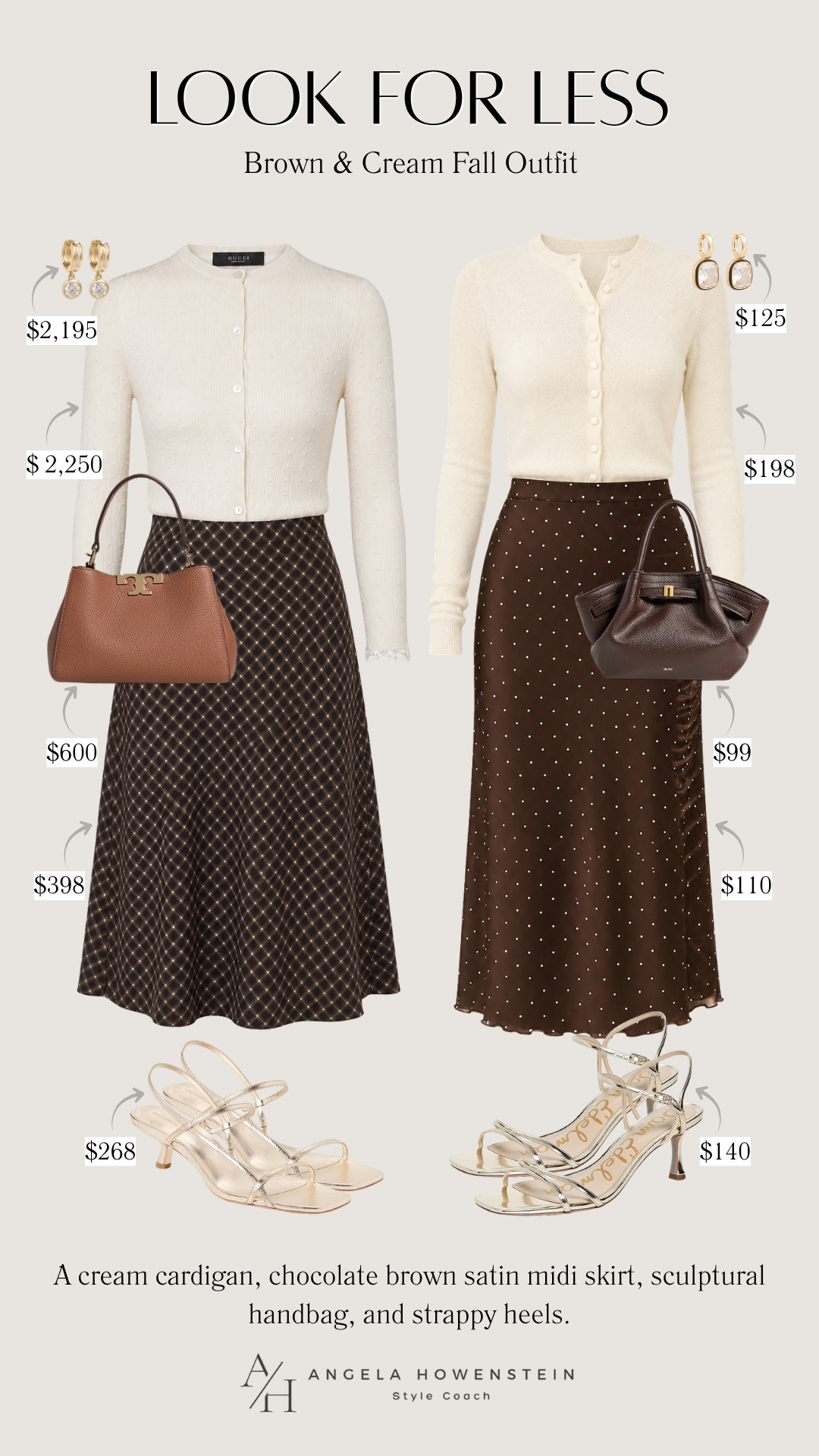 Love the designer look without the designer price tag? This chic cardigan, satin midi skirt, sculptural handbag, and strappy heels give you the same polished, elevated style for a fraction of the cost. Perfect for date nights, holiday parties, weddings, and dressier fall events.

👩‍💻 LTK PRO TIPS
❤️ Heart = Support my posts ;-)
🔖 Save = Get sale & restock alerts for the things you love!
📋 Lists = Keep favorites organized (List ideas: Christmas, Birthdays, and Vacations!)
📲 Share = Send lists and products to a friend (or your daughters like me).
💬 Comment = Ask me anything, and I’ll answer. ;-) 

 #LTKootd #LTKSeasonal #LTKOver40