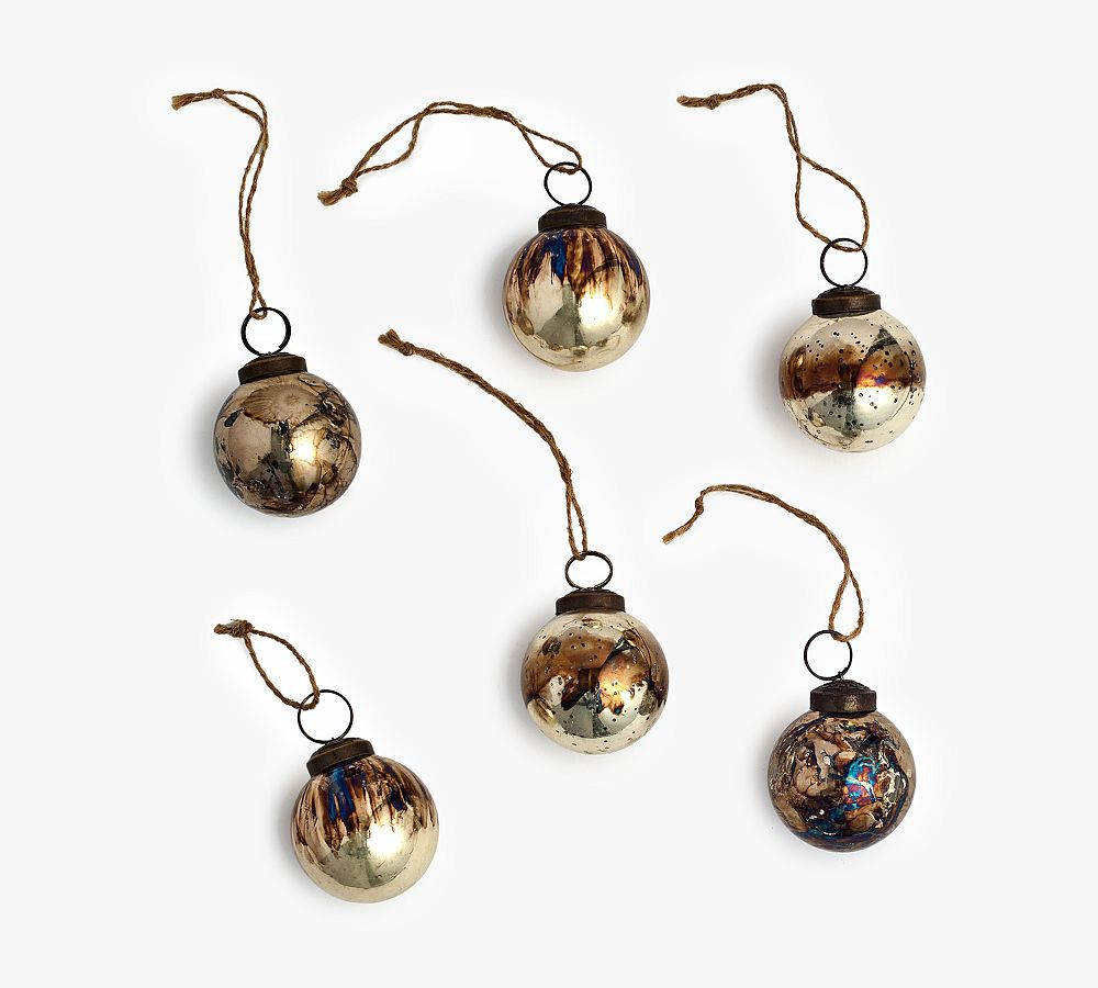 Mouth Blown Antique Gold &amp; Brass Ball Ornaments - Set of 6 | Pottery Barn (US)