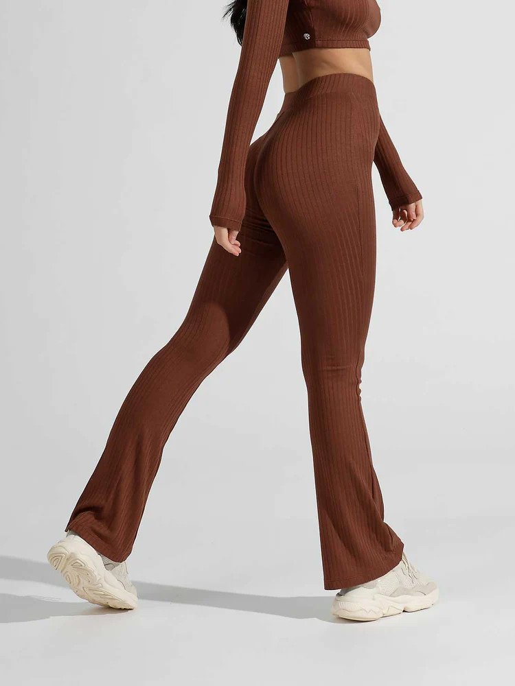 Ribbed Booty Pant - Mocha | Buffbunny