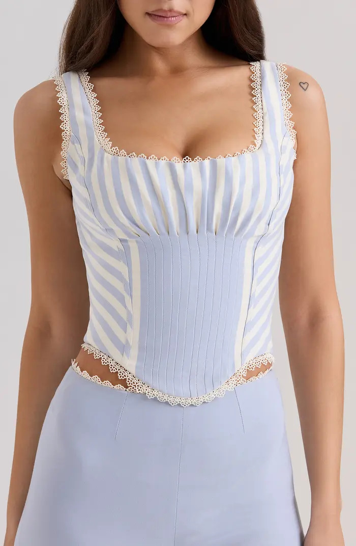 HOUSE OF CB Petra Lace Trim Pintuck Corset Top | Nordstrom | Nordstrom