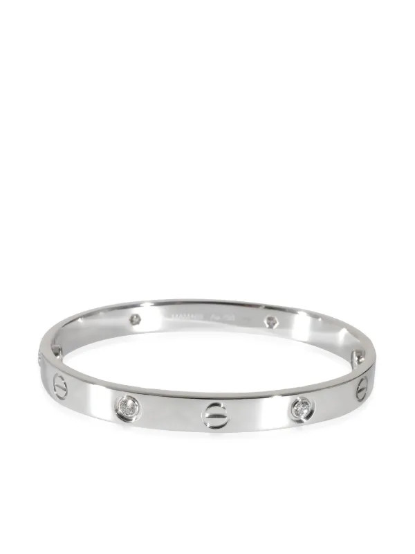 Cartier pre-owned 18kt White Gold Love Diamond Bangle Bracelet - Farfetch | Farfetch Global