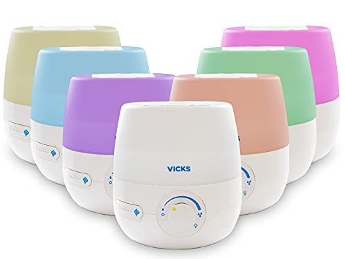 Vicks NaturalCare Cool Mist Ultrasonic Humidifier (VUL530), White, Small Room – Humidifier and Diffuser with Nighttime Light, Works with Vicks VapoPads | Amazon (US)