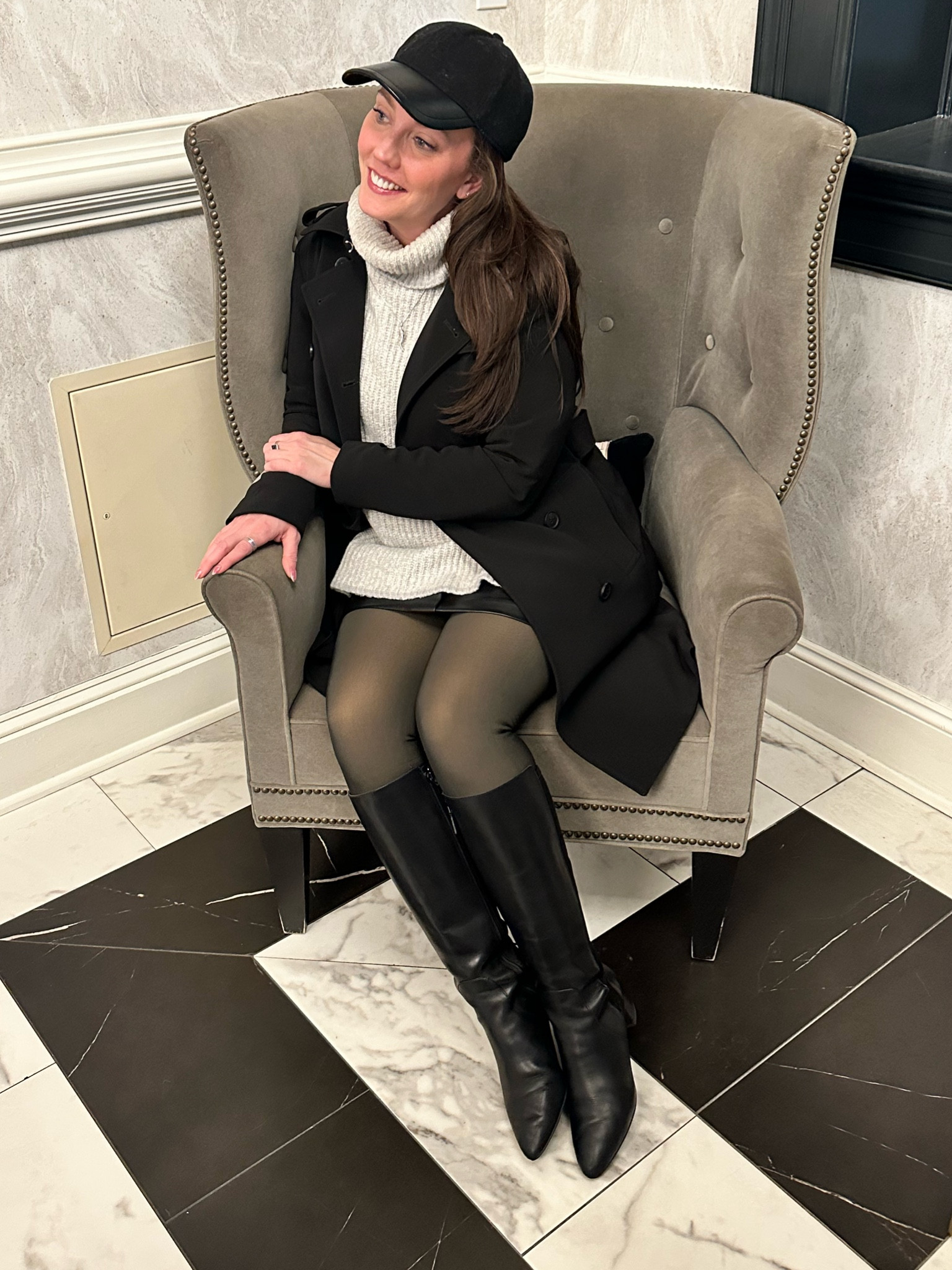 Date day 
Using a combo of some of my staple pieces!
*I love how cozy these fleece lined tights are, but the crotch tends to sit low.
