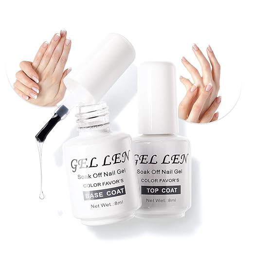Gellen No Wipe Top Coat Base Coat for Gel Nail Polish - Long Lasting Nail Gel Manicure High Gloss... | Amazon (US)