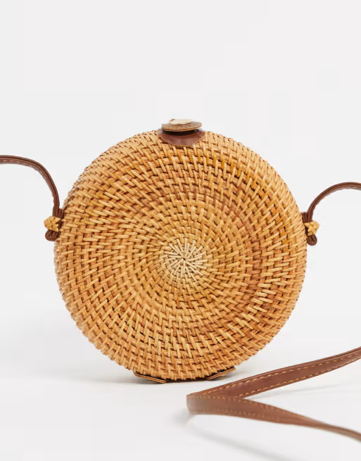 ASOS DESIGN emma circular rattan cross body bag | ASOS (Global)