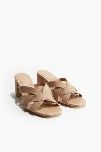 Heeled Leather Sandals - Beige - Ladies | H&M US | H&M (US + CA)