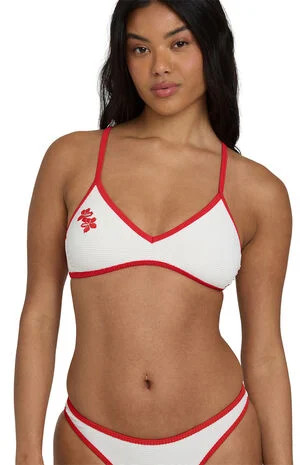 Billabong Red & White Ribbed V Crossback Bralette bikini Top | PacSun