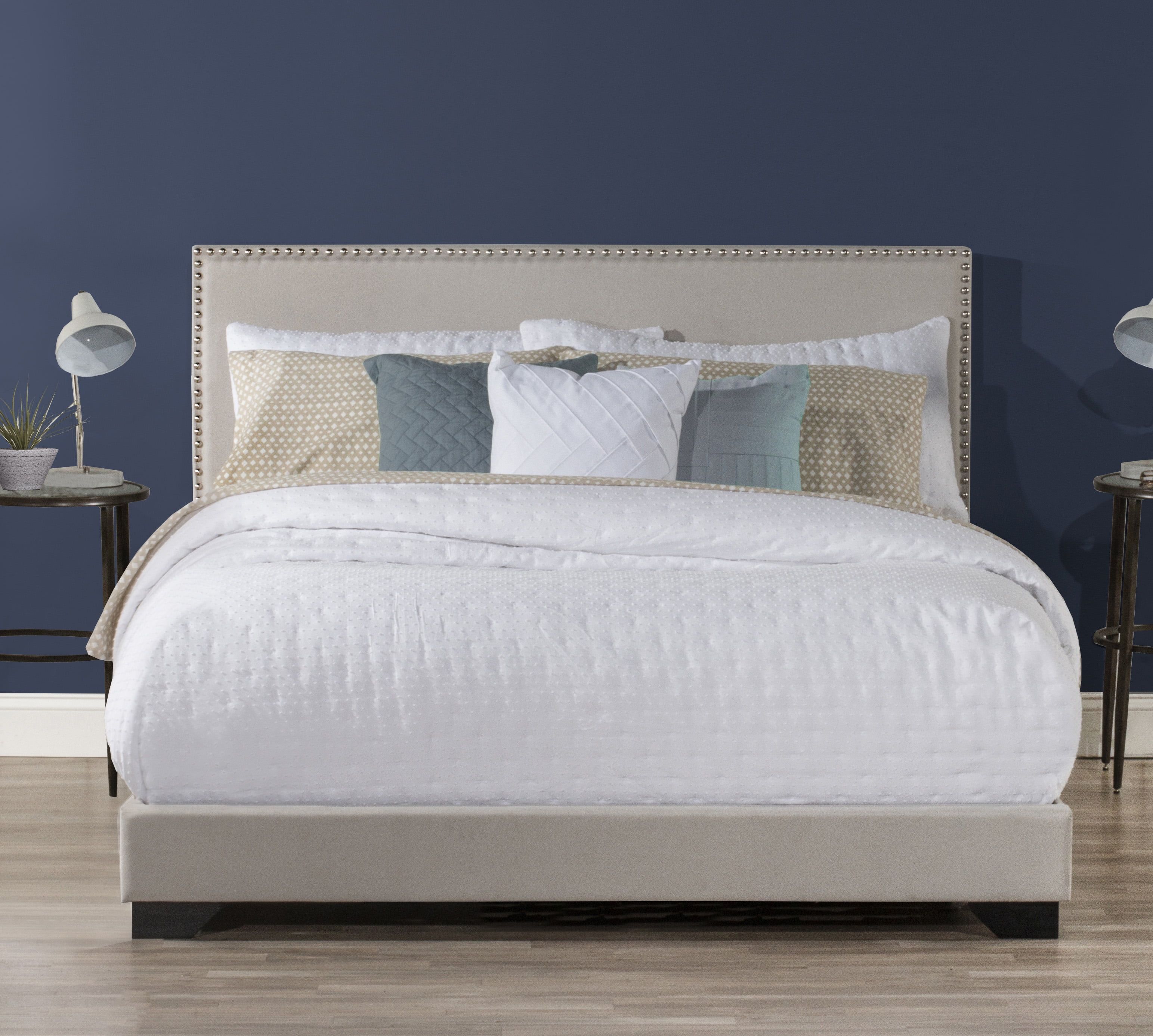 Willow Nailhead Trim Upholstered Queen Bed, Fog, by Hillsdale Living Essentials | Walmart (US)