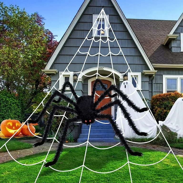 Reendo Halloween Decoration Outdoor 200'' Spider Web and 50'' Giant Spider with 20 pcs Small Spid... | Walmart (US)